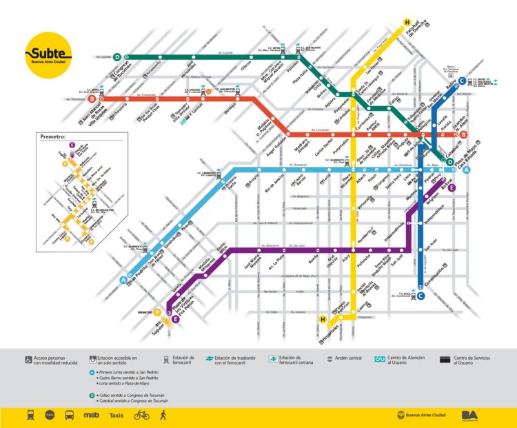 Mapa do metrô de Buenos Aires