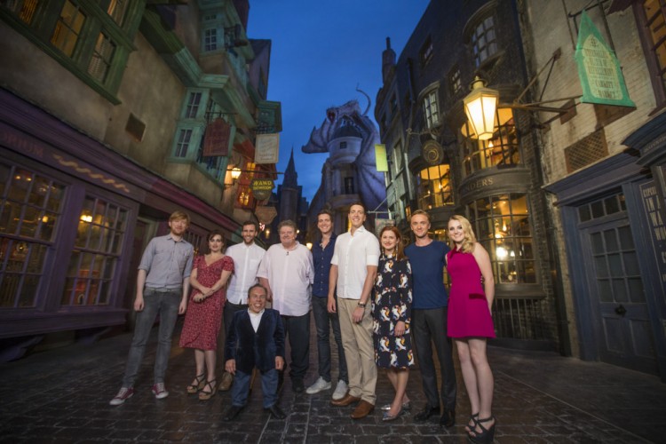 On June 18, 2014, Harry Potter film stars including Helena Bonham Carter (Bellatrix Lestrange), Tom Felton (Draco Malfoy), Matthew Lewis (Neville Longbottom) and others attended an exclusive preview of The Wizarding World of Harry Potter Ð Diagon Alley at Universal Orlando Resort.