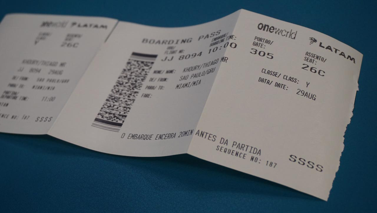 Passagem para os Estados Unidos com as letras SSSS