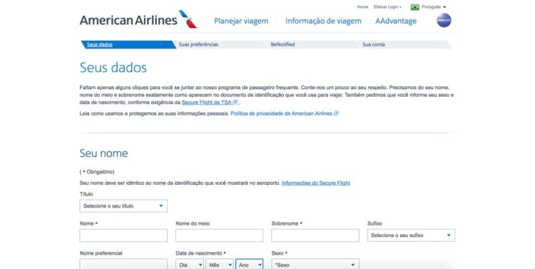 Como se cadastrar no programa de fidelidade da American Airlines