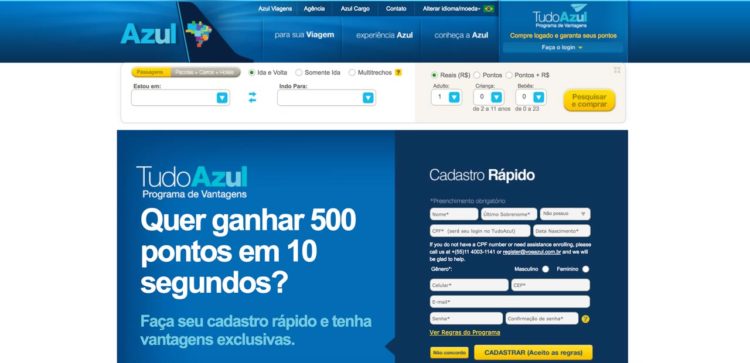 Como se cadastrar no programa de fidelidade da Azul